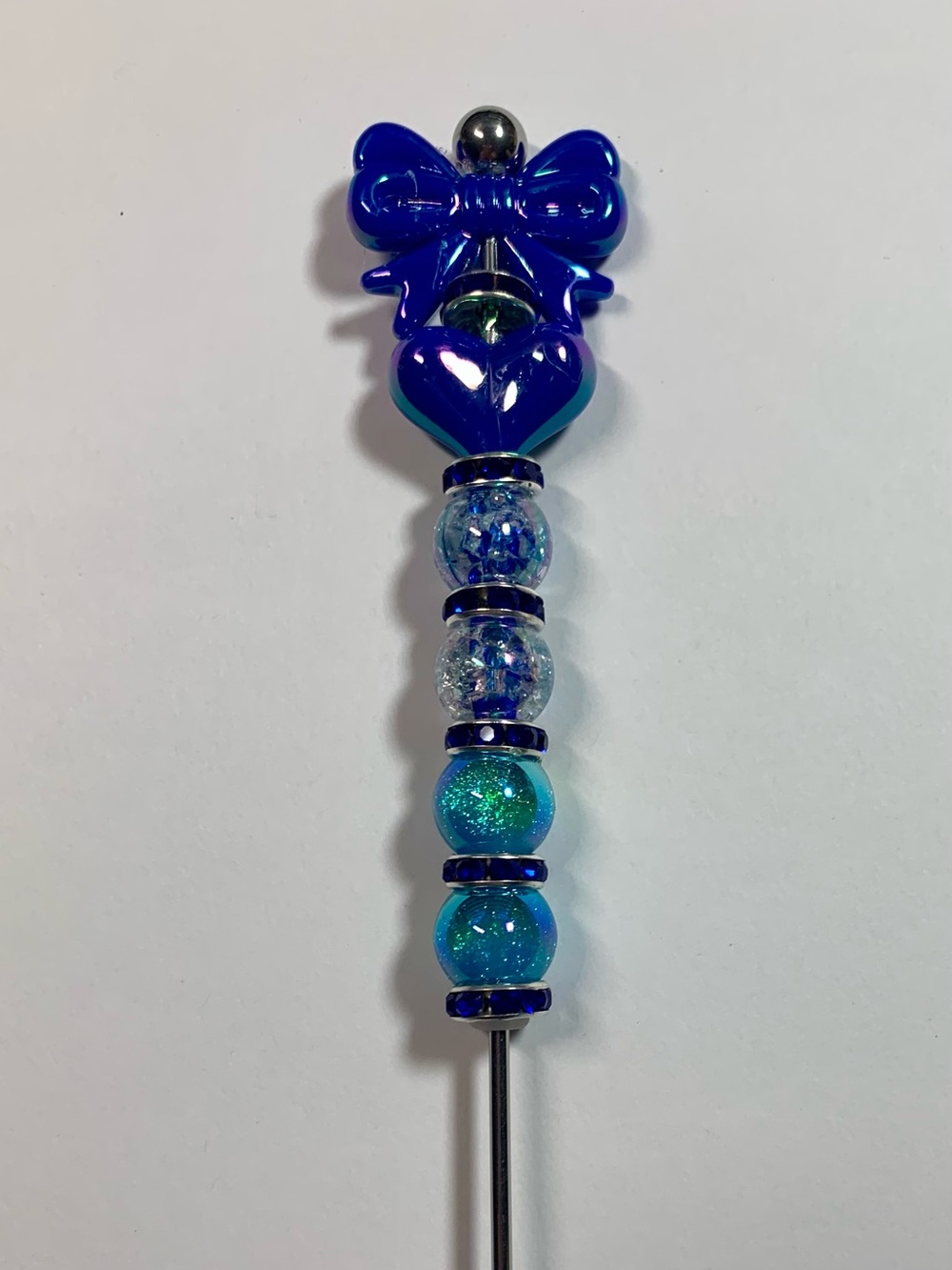 Blue Bow and heart 6” Pokey tool